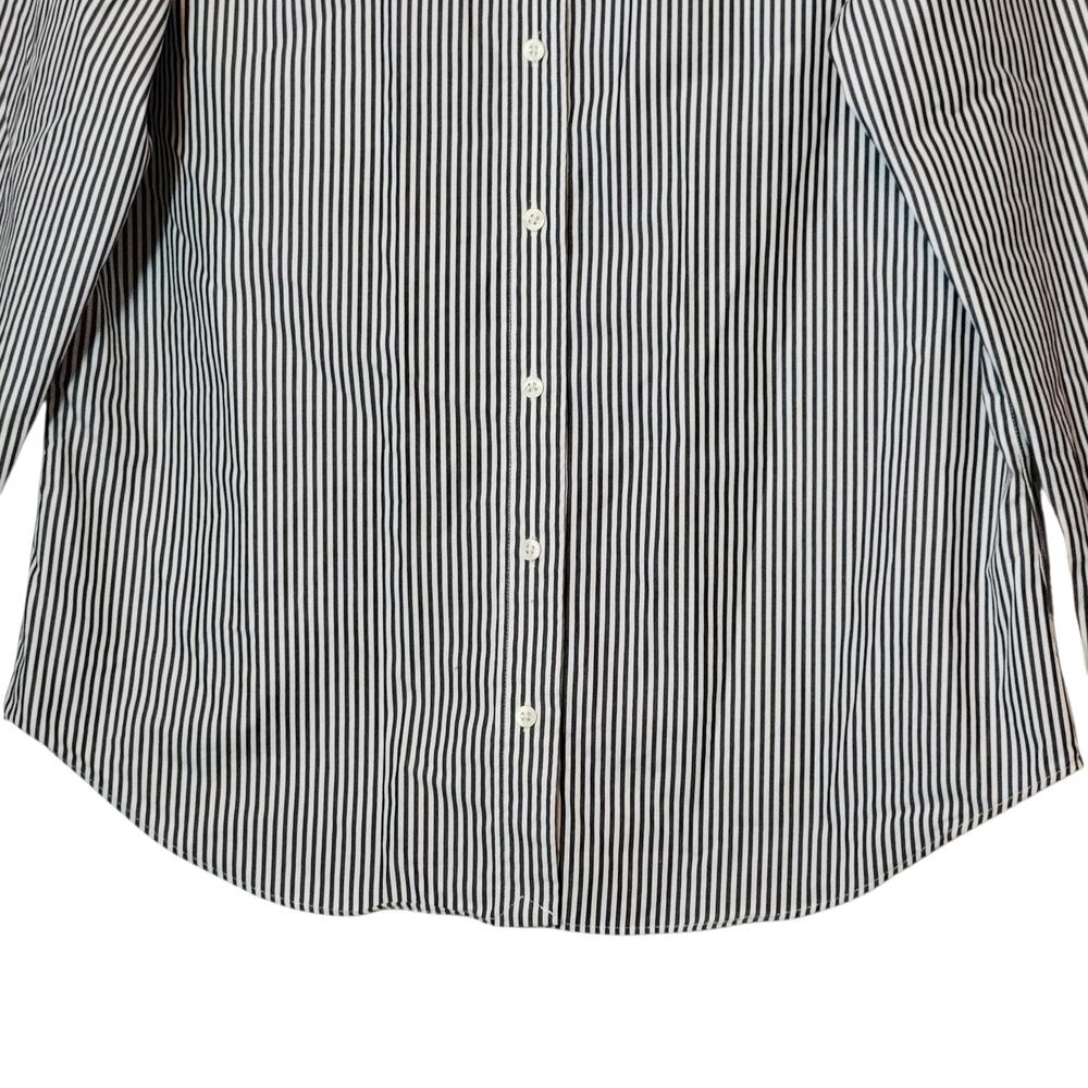 Ralph Lauren Non Iron Black White Stripe Button Down Shirt PL Classic Workwear - Picture 5 of 12